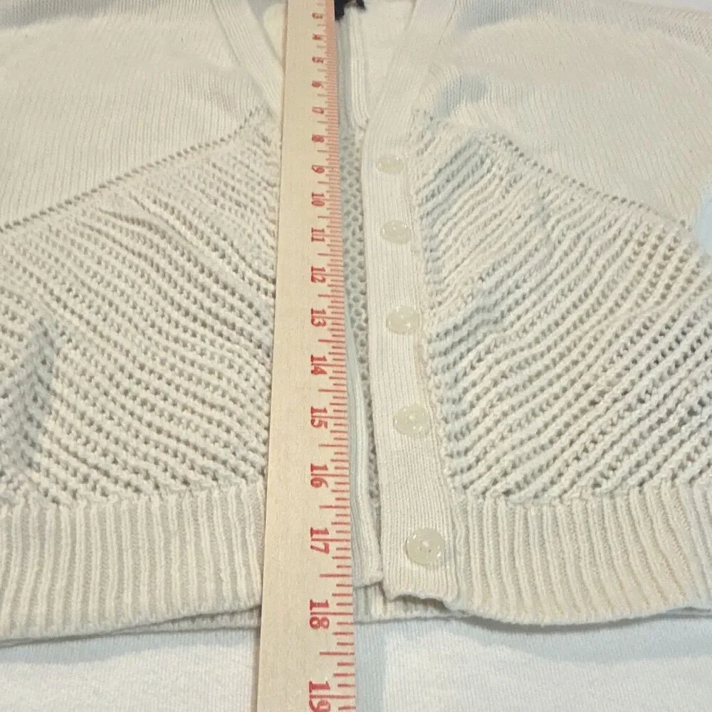 GapKids Girls Size 10-12 White Knit Cotton Button Front V-Neck Cardigan
